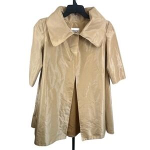 Juan Carlos Pinera Silk Swing Coat Beige Wide Collar Jacket Size‎ Small